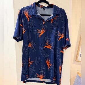 adidas Men's Blue and Orange Golf Shirt